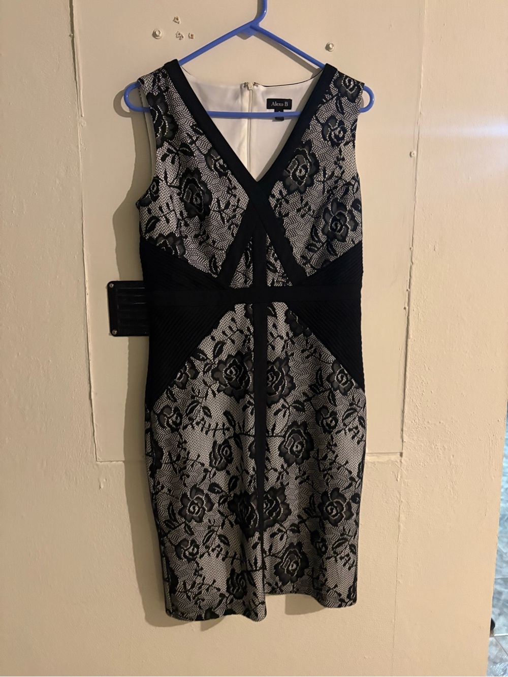 Alexis Black and White Floral Lace V-Neck Dress